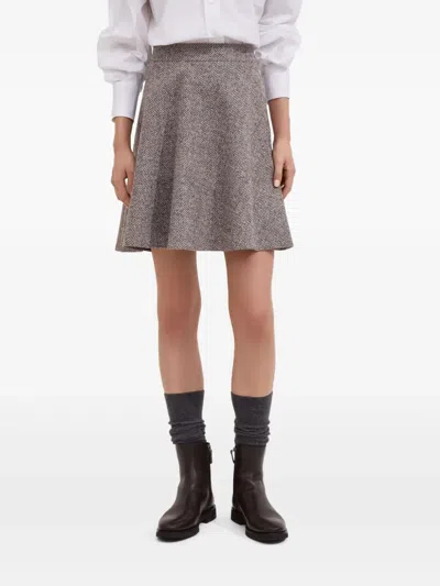 Brunello Cucinelli Herringbone Wool Skirt
