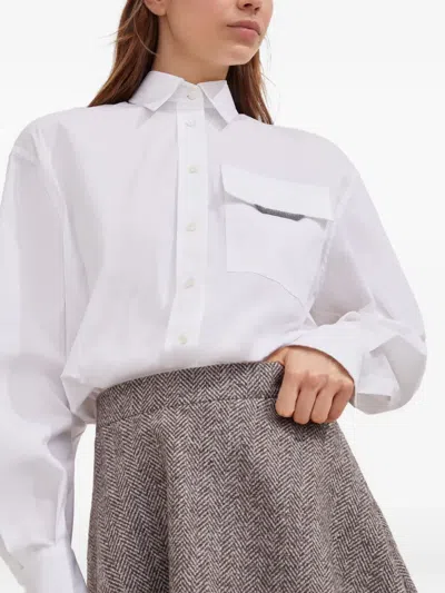 Brunello Cucinelli Herringbone Wool Skirt