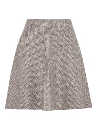 Brunello Cucinelli Herringbone Wool Skirt