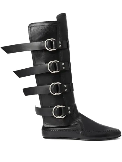 Ann Demeulemeester Siver Biker Boots In Black