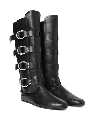 Ann Demeulemeester Siver Biker Boots In Black