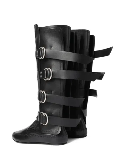 Ann Demeulemeester Siver Biker Boots In Black