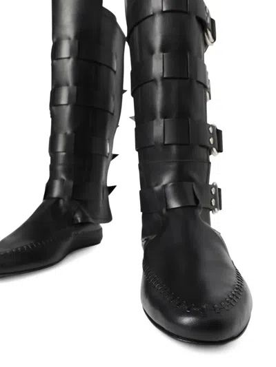 Ann Demeulemeester Siver Biker Boots In Black