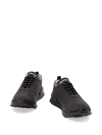 Kiton Fitb Mesh Sneakers Rubber Sole Pull Tab In Black