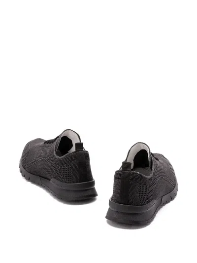 Kiton Fitb Mesh Sneakers Rubber Sole Pull Tab In Black