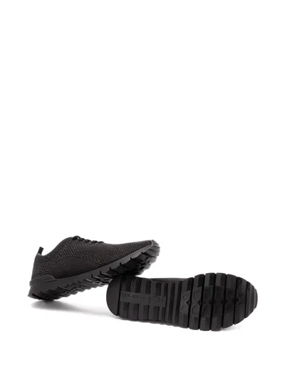 Kiton Fitb Mesh Sneakers Rubber Sole Pull Tab In Black