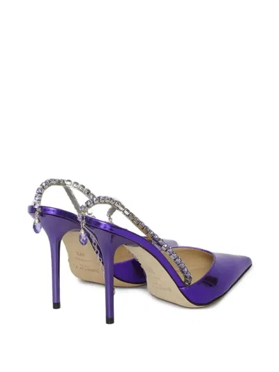 Jimmy Choo Saeda Crystal Ankle Strap Pointed Toe Pump