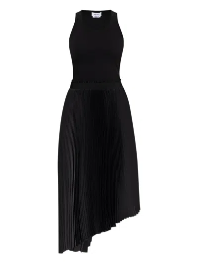 Alexander Mcqueen Ribbed-knit Cotton Midi Dress In Black