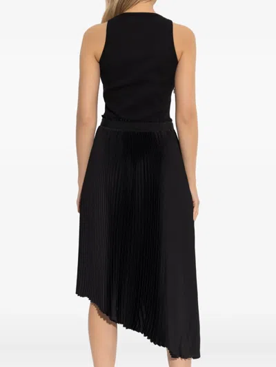 Alexander Mcqueen Ribbed-knit Cotton Midi Dress In Black