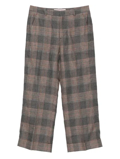 Valentino Checked Trousers In Gray