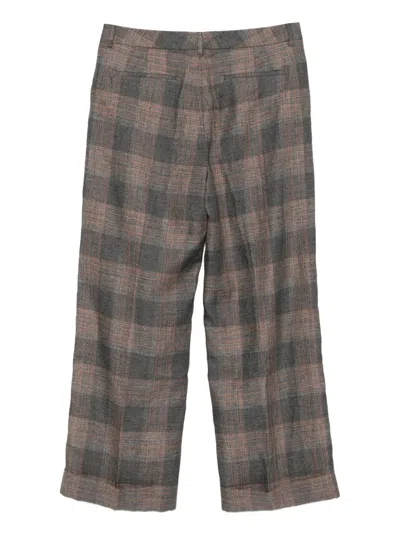 Valentino Checked Trousers In Gray