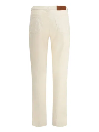Brunello Cucinelli Adjustable Cotton Corduroy Trousers In White