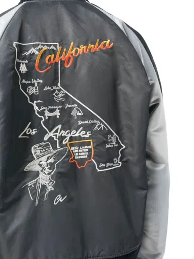 Greg Lauren Embroidered Bomber Jacket In Gray