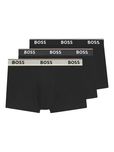 Hugo Boss Logo-waistband Briefs (pack Of Three) In Black