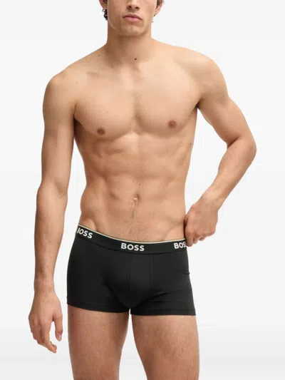 Hugo Boss Logo-waistband Briefs (pack Of Three) In Black