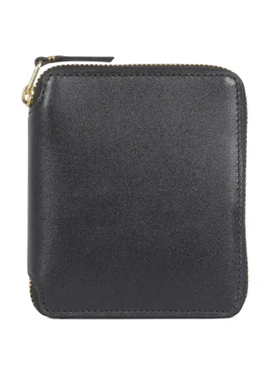 Comme Des Garçons Calfskin Compact Wallet Gold-tone Hardware In Black