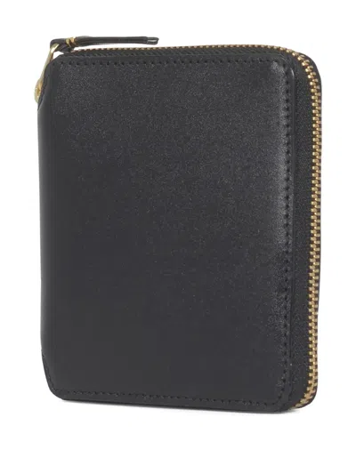 Comme Des Garçons Calfskin Compact Wallet Gold-tone Hardware In Black