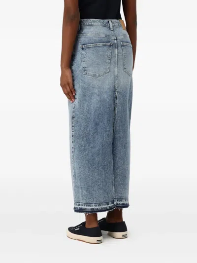 Dondup Button-front Frayed Denim Maxi Skirt