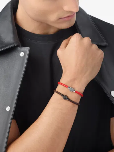 Philipp Plein Braided-leather Bracelet In Red