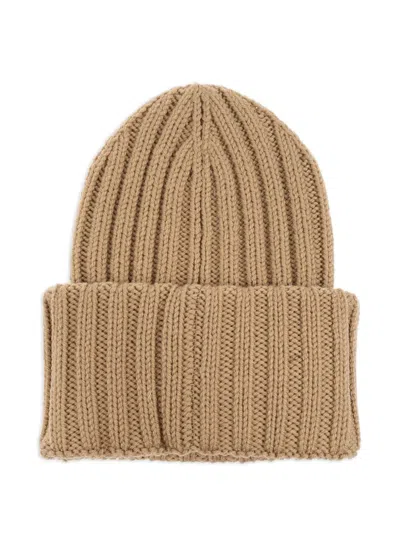 Dsquared2 Ribbed Logo-patch Beanie In Brown