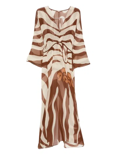 Johanna Ortiz Printed Spiritual Healers Kaftan Maxi Dress In Brown