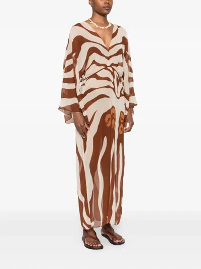 Johanna Ortiz Printed Spiritual Healers Kaftan Maxi Dress In Brown