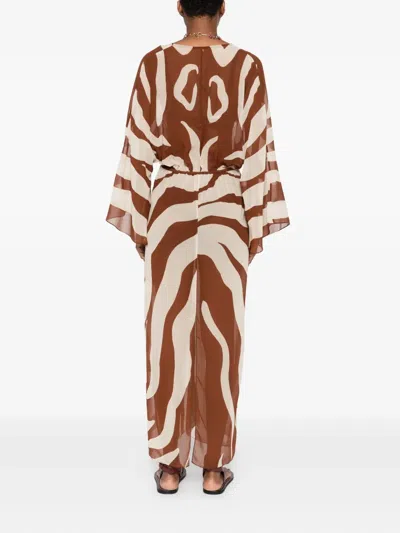 Johanna Ortiz Printed Spiritual Healers Kaftan Maxi Dress In Brown