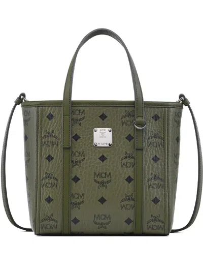 Mcm Mini Toni Visetos-monogram Top-zip Tote Bag In Green