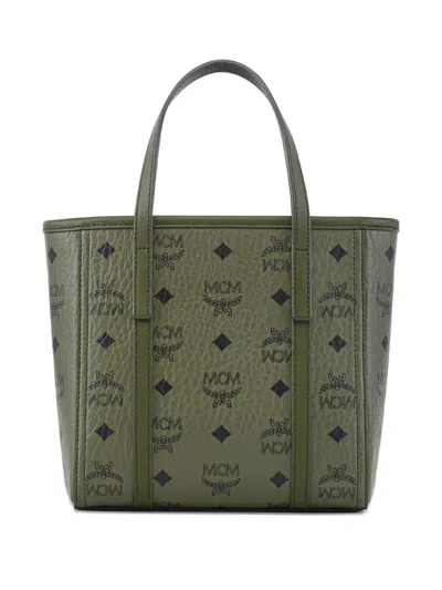 Mcm Mini Toni Visetos-monogram Top-zip Tote Bag In Green