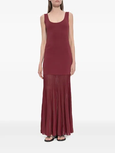 Michael Michael Kors Pleated-skirt Maxi Dress In Red