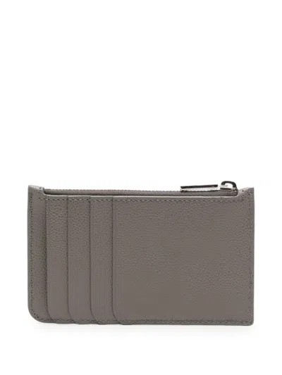 Tod's Logo-plaque Zip-fastening Cardholder In Gray