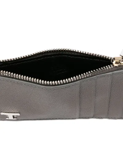 Tod's Logo-plaque Zip-fastening Cardholder In Gray