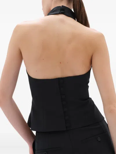 Remain Birger Christensen High-neck Button-fastening Top In Black