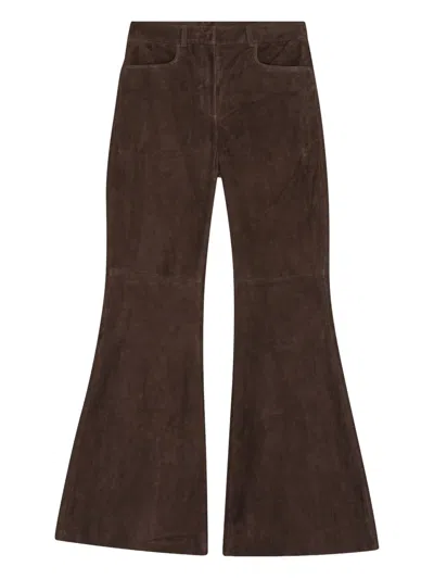 Remain Birger Christensen Flared Suede Trousers In Brown