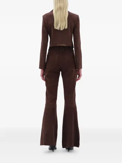 Remain Birger Christensen Flared Suede Trousers In Brown