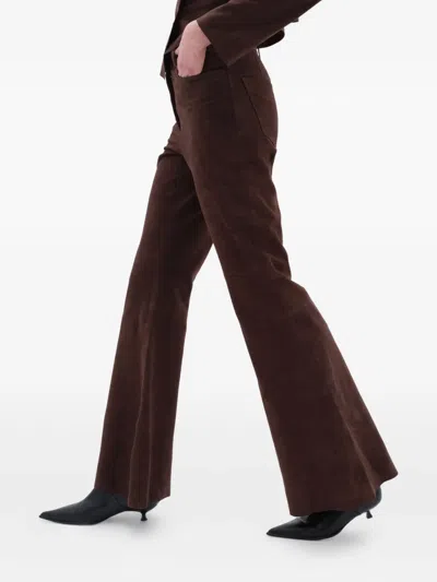 Remain Birger Christensen Flared Suede Trousers In Brown