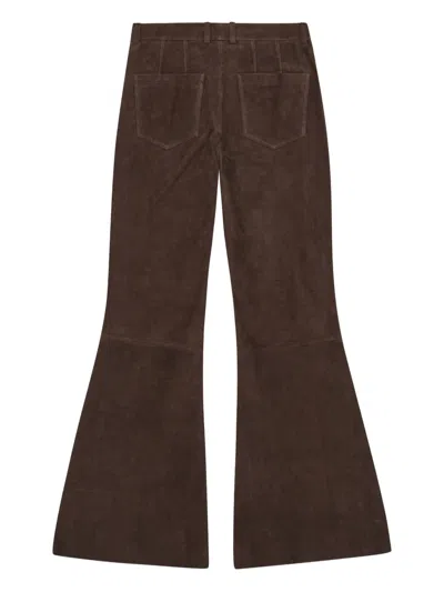 Remain Birger Christensen Flared Suede Trousers In Brown