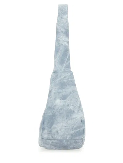 Ganni Womens Celestial Blue Bleached Medium Hobo Cotton Shoulder Bag