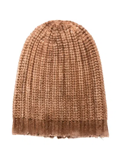 Avant Toi Ribbed Beanie In Brown