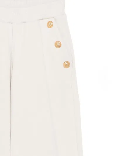 Balmain Button-detailed Trousers In White