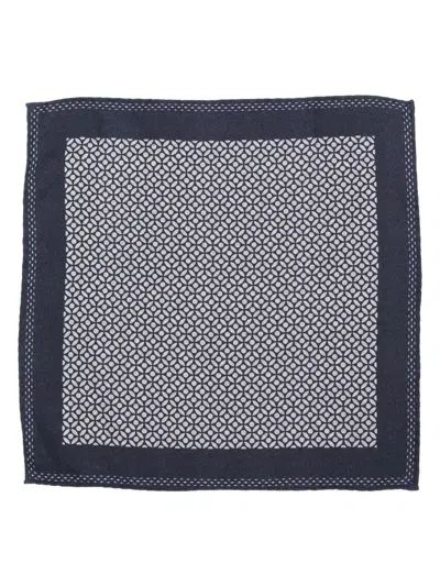 Brunello Cucinelli Geometric-pattern Silk Scarf In Blue