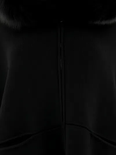 Giovi Faux Fur-trimmed Hooded Cape In Black