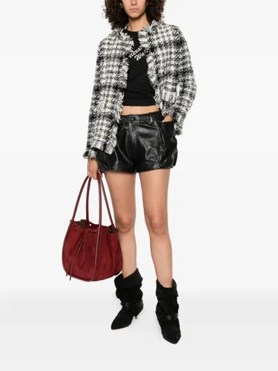 Charlott Fringed Checked-pattern Jacket In White
