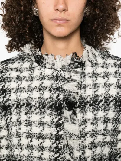 Charlott Fringed Checked-pattern Jacket In White