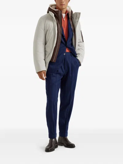 Brunello Cucinelli Double Closure Padded Jacket In White