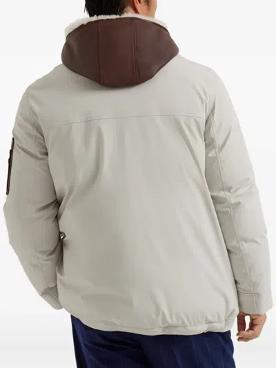 Brunello Cucinelli Double Closure Padded Jacket In White