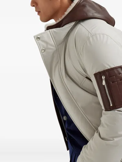 Brunello Cucinelli Double Closure Padded Jacket In White