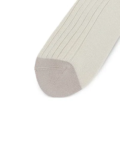Brunello Cucinelli Ribbed-cotton Striped Socks In Gray