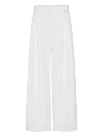 St Agni Pleated Wide-leg Trousers In White