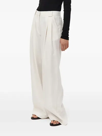 St Agni Pleated Wide-leg Trousers In White